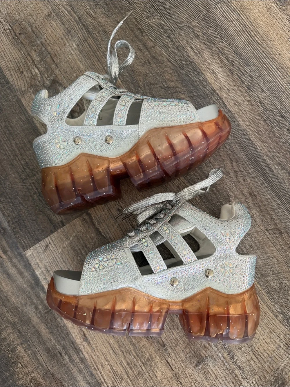 Anthony Wang Sz 38 Sparkle platform Jelly Glitter Club/ Rave sandals *Rare